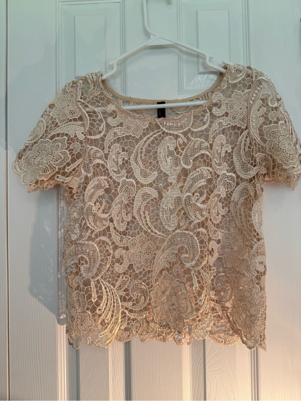 Vero Moda Cream Lace Short-Sleeve Blouse